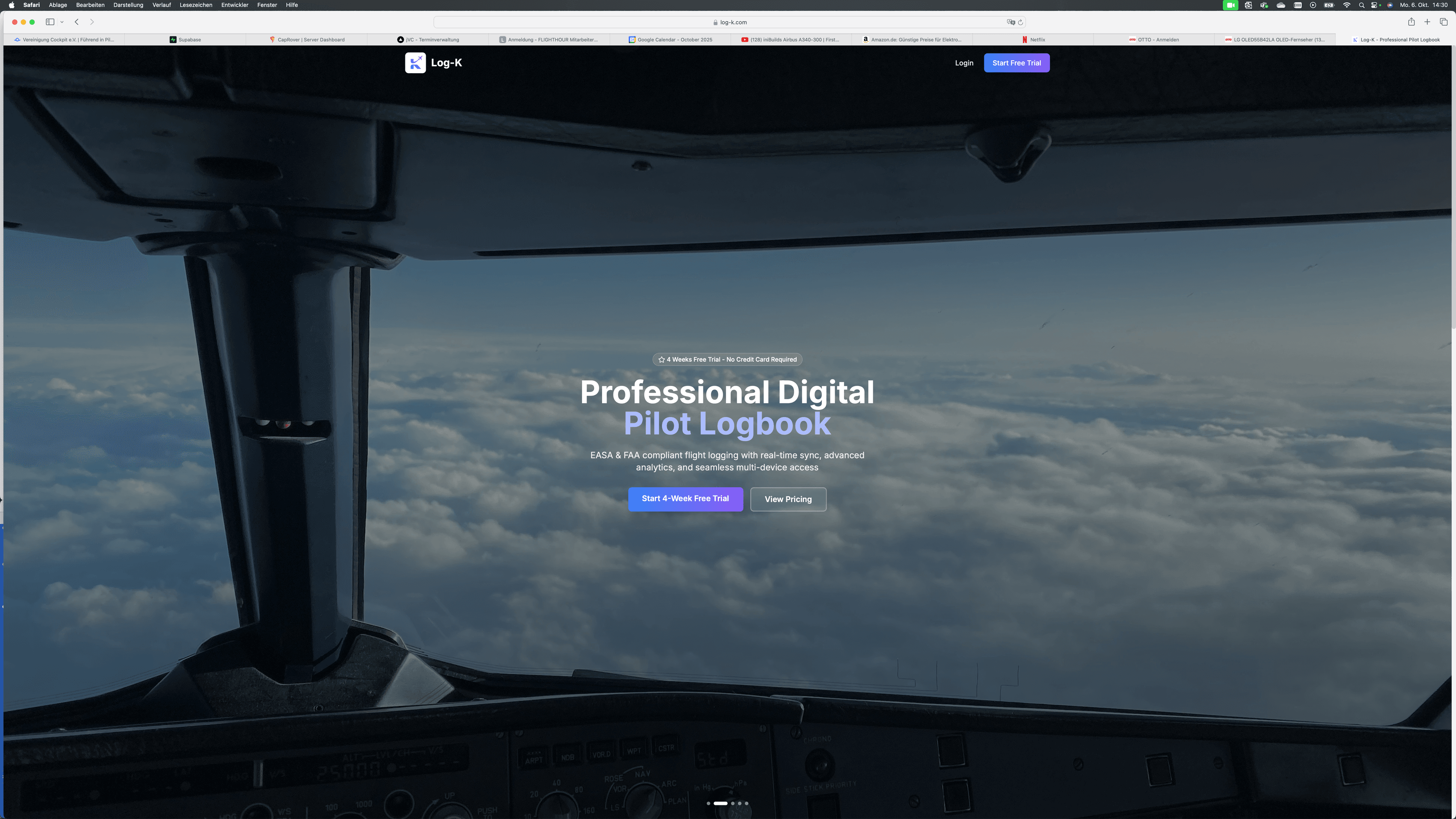 Log-K - Digitales Pilotenflugbuch (iOS & Web) - Screenshot 1
