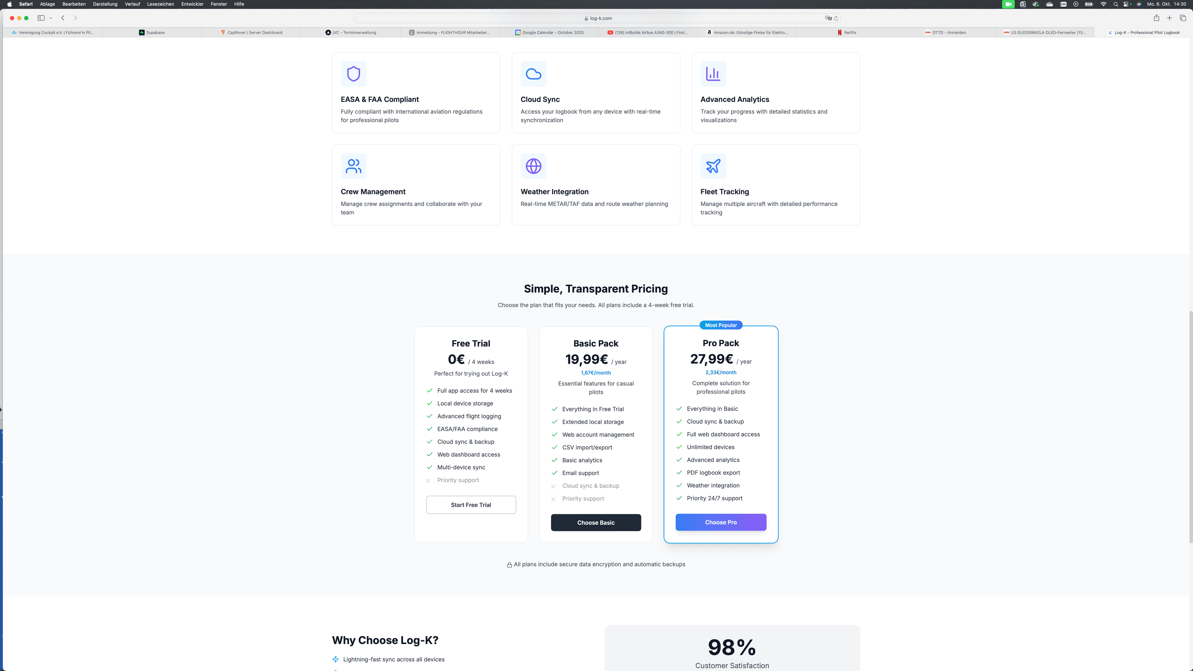 Log-K - Digitales Pilotenflugbuch (iOS & Web) - Screenshot 2